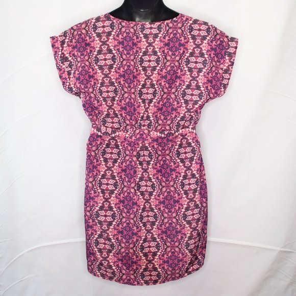 Hippie Rose Southwest Print Dress Juniors XL Pink Tie Front Short Sleeve II05X - Picture 3 of 5